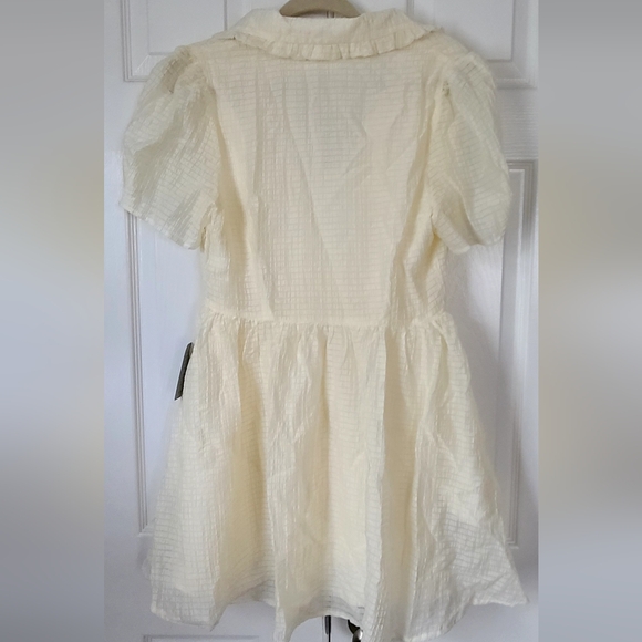 Lush Cream Textured Dress with Collar - Picture 3 of 5